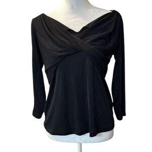 Fever Long Sleeve Black Top Size Medium NWT